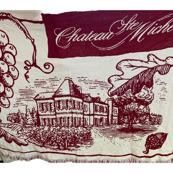 CHATEAU STE MICHELLE Winery Large Tapestry Red and White 68" x 48" - Picture 2 of 7